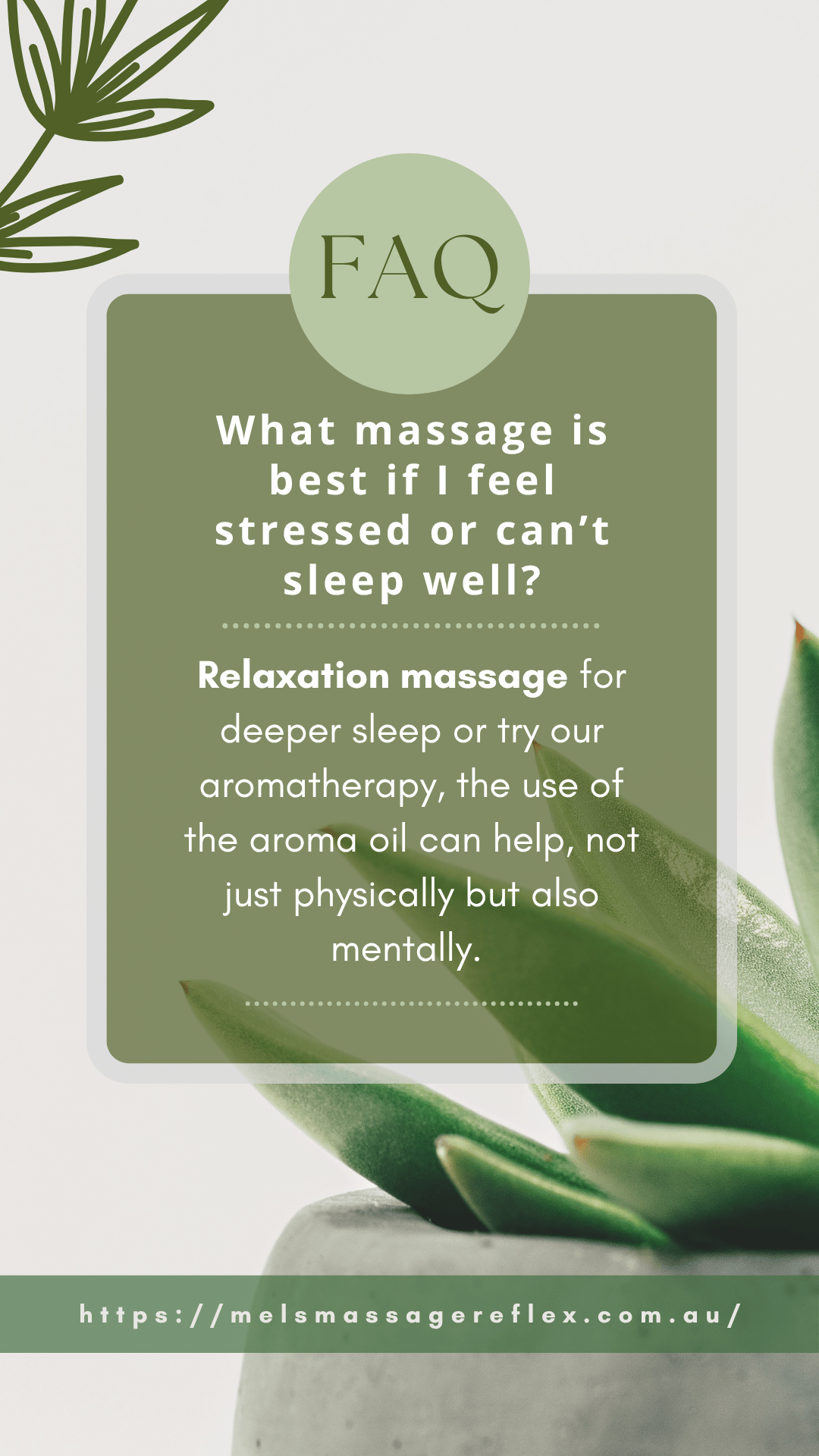 Mel's Massage FAQ Instagram story design
