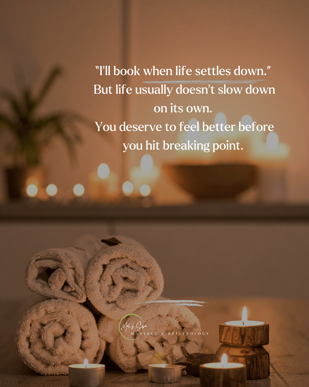 Mel's Massage self-care reminder social post design