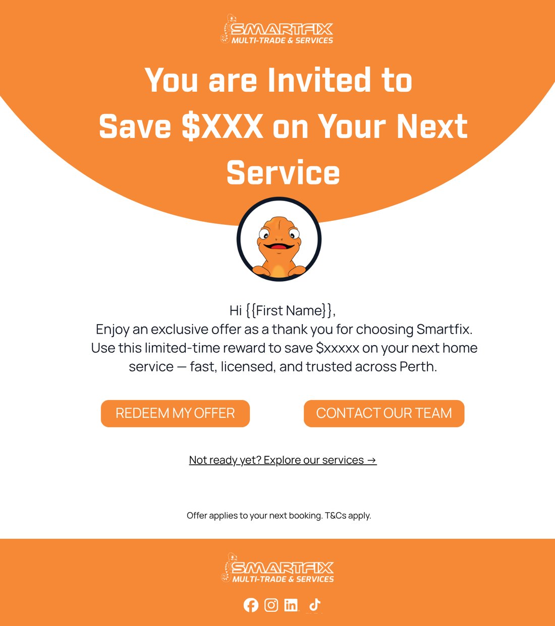 Smartfix promotional email template preview